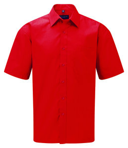 Russell Collection J935M - Short sleeve polycotton easycare poplin shirt Classic Red