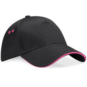 Beechfield BC15C - Ultimate Contrast 5 Panel Sandwich Peak Cap Black / Fuchsia