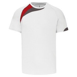 ProAct PA437 - KIDS' SHORT SLEEVE SPORTS T-SHIRT White / Sporty Red / Storm Grey