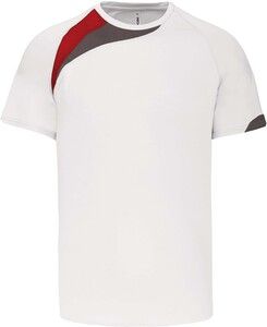 ProAct PA436 - SHORT SLEEVE SPORTS T-SHIRT White / Sporty Red / Storm Grey