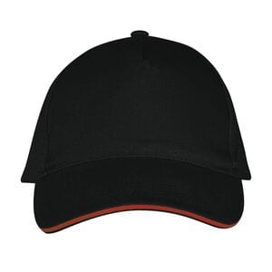 SOL'S 00594 - LONG BEACH Five Panel Cap Black /Red