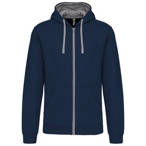 Kariban K466 - Contrast hooded full zip sweatshirt Navy / Fine Grey