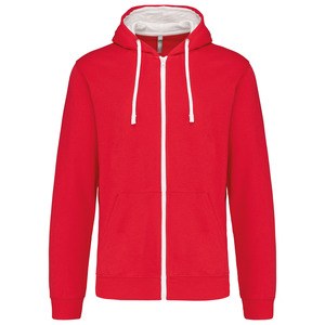 Kariban K466 - Contrast hooded full zip sweatshirt Red / White