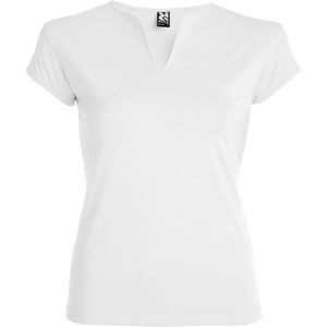 Roly CA6532 - BELICE Fitted t-shirt with crew neck and v-opening on front White