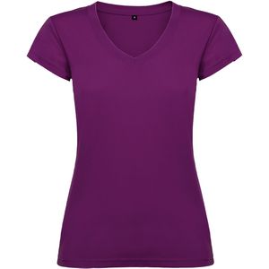Roly CA6646 - VICTORIA V-neck short-sleeve t-shirt for women with 1x1 ribbed finishes Purple