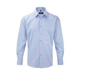 Russell Collection JZ962 - Long Sleeve Herringbone Shirt Light Blue