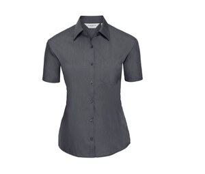 Russell Collection JZ35F - Women's Poplin Shirt Convoy Grey