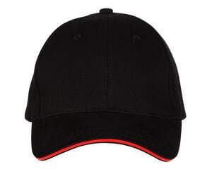 Black&Match BM911 - 6-panel sandwich cap Black/Red