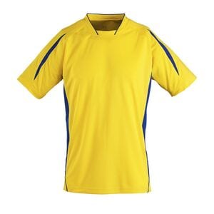 SOL'S 01639 - MARACANA 2 KIDS SSL Kids' Finely Worked Short Sleeve Shirt Lemon/Royal Blue