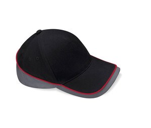 Beechfield BF171 - 5 Panel Teamwear Cap Black / Graphite Grey / Classic Red