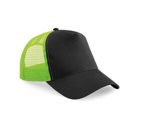 Beechfield BF640 - Half Mesh Trucker Black/ Lime Green