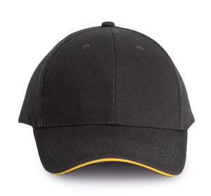 K-up KP011 - ORLANDO - MEN'S 6 PANEL CAP Dark Grey/Yellow
