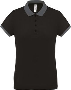 Proact PA490 - Ladies’ performance piqué polo shirt Black / Sporty Grey