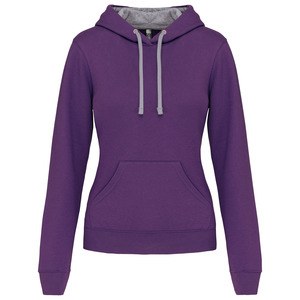 Kariban K465 - Ladies’ contrast hooded sweatshirt Purple / Oxford Grey