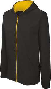 Kariban K486 - Children's zipped hooded sweatshirt Black / Yellow