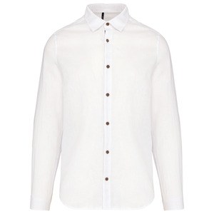 Kariban K588 - Men's long-sleeved linen and cotton shirt White