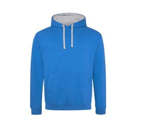 AWDIS JH003 - Contrast Hoodie Sapphire Blue / heather Grey