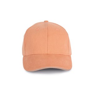 K-up KP198 - Organic cotton cap with contrast sandwich peak - 6 panels Peach / Metal Grey