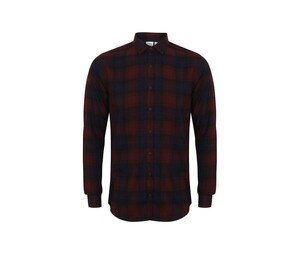 SF Men SF560 - Plaid Casual Shirt Burgundy/Check