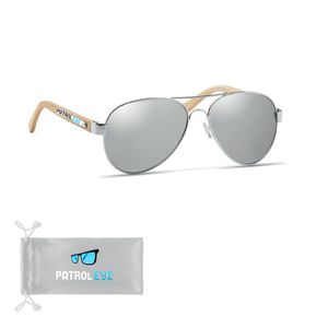 GiftRetail MO6450 - HONIARA Bamboo sunglasses in pouch shiny silver
