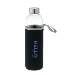GiftRetail MO6545 - UTAH LARGE Glass bottle in pouch 750ml Black