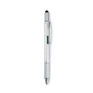GiftRetail MO8679 - TOOLPEN Spirit level pen with ruler matt silver
