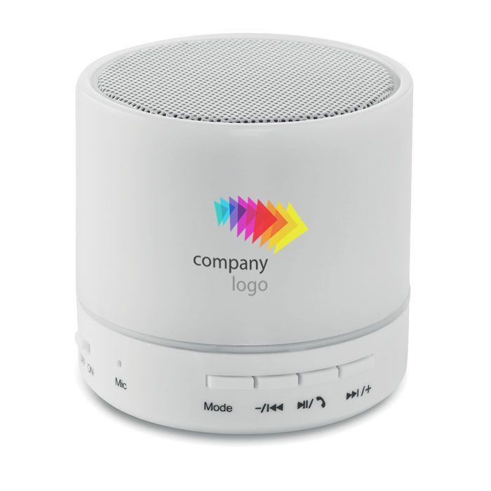 GiftRetail MO9062 - ROUND WHITE Round wireless speaker LED