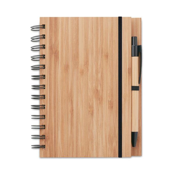 GiftRetail MO9435 - BAMBLOC Bamboo notebook with pen lined