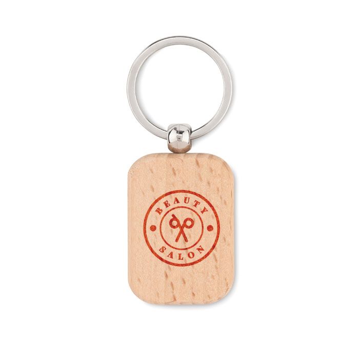 GiftRetail MO9774 - POTY WOOD Rectangular wooden key ring