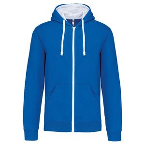 Kariban K466 - Contrast hooded full zip sweatshirt Light Royal Blue / White