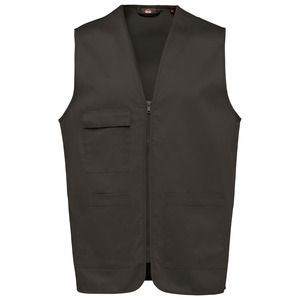 WK. Designed To Work WK608 - Unisex polycotton multi-pocket vest Dark Grey