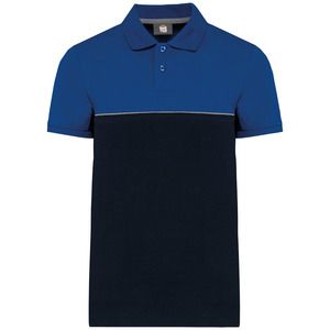 WK. Designed To Work WK210 - Unisex eco-friendly two-tone short sleeve polo shirt Navy / Royal Blue