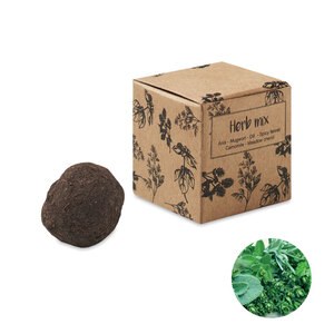 GiftRetail MO6910 - BOMBI III Herb seed bomb in carton box Beige