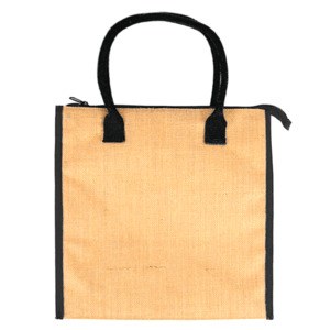 EgotierPro 37042 - Jute Cooler with Long Cotton Handles INDIGENE Black