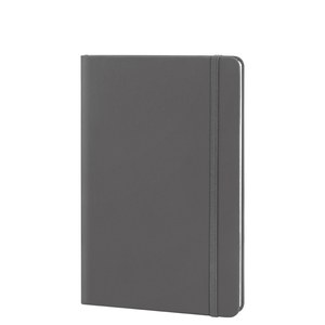 EgotierPro 39567 - A5 Notebook with PU Cover & Elastic Band, 96 Cream Striped Sheets LINED Grey
