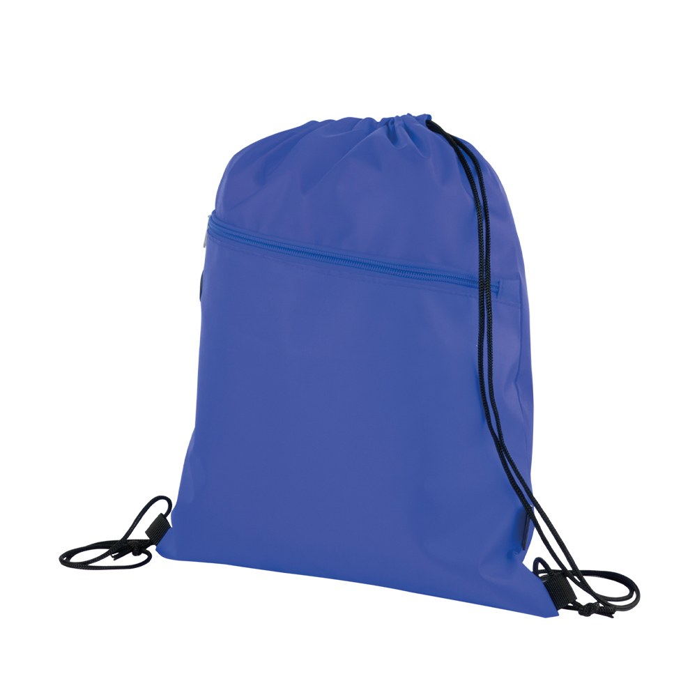 EgotierPro 50045 - RPET Drawstring Backpack with Front Zip CLIMATE