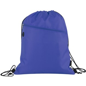 EgotierPro 50045 - RPET Drawstring Backpack with Front Zip CLIMATE Blue