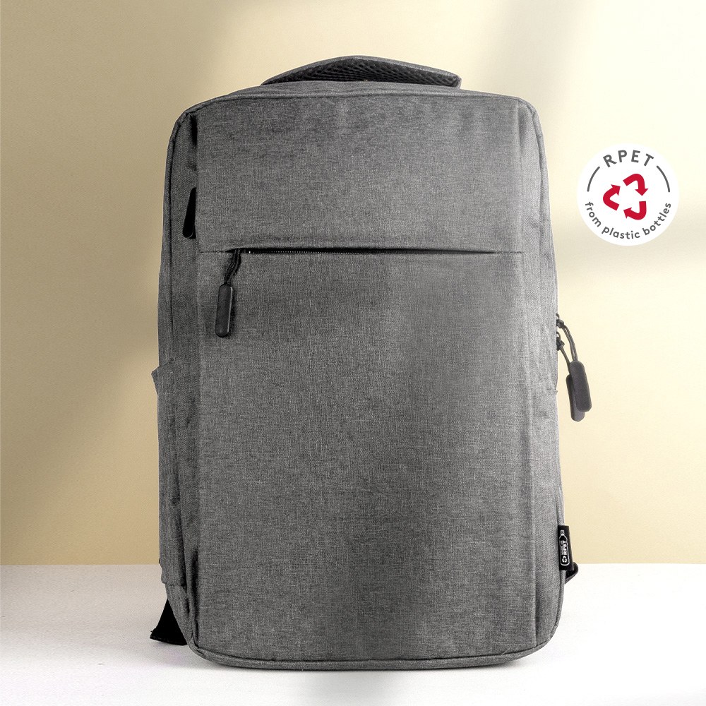 EgotierPro 50029 - RPET Material Backpack with Laptop Compartment CHUCK