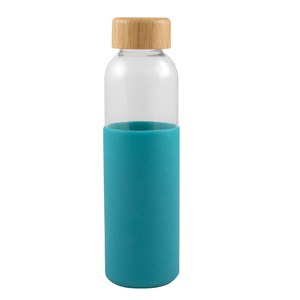 EgotierPro 50019 - Glass Bottle with Bamboo Cap, 500ml GIN Green