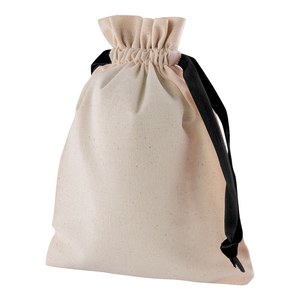 EgotierPro 52516 - Cotton Presentation Bags with Velvet Ribbons SMALL Black