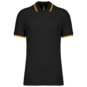 Kariban K272 - Men's 2 striped short sleeved poloshirt Black / Yellow
