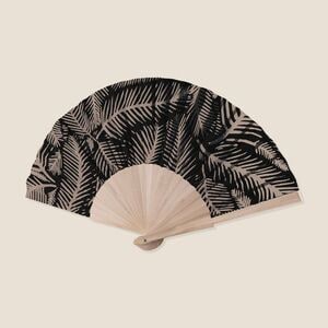 EgotierPro 38059MONTADO - 23 cm Natural Wood Fan, Leaf Design LEAVES