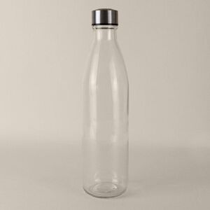 EgotierPro 39522 - Glass Bottle with Stainless Steel Cap, 1L H2O